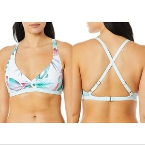 Next White Hawaiian Dream Print Twist Cross Back Bikini Top Size Small NWT